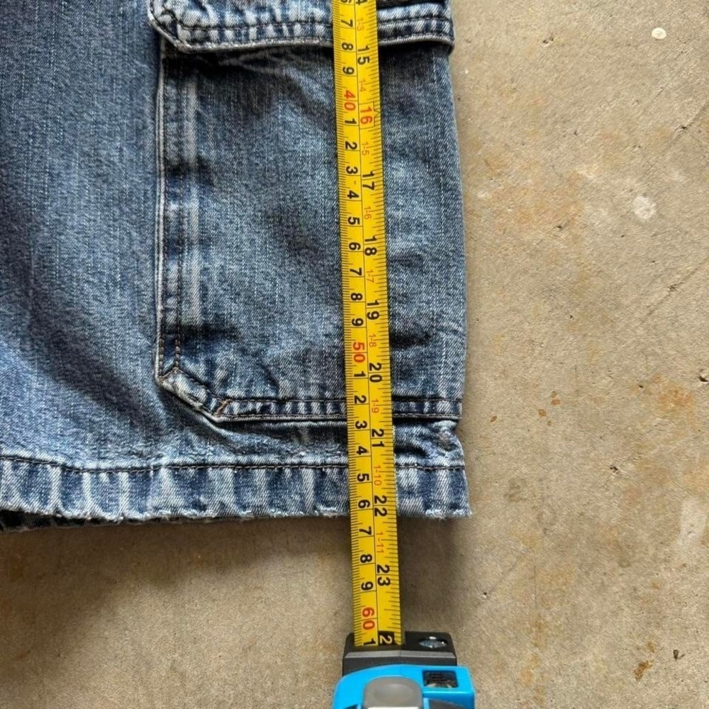 Baggy Wrangler Cargo Denim Jorts Jean Shorts Long Jorts Vintage Y2K Surf - 36 - Picture 7 of 8